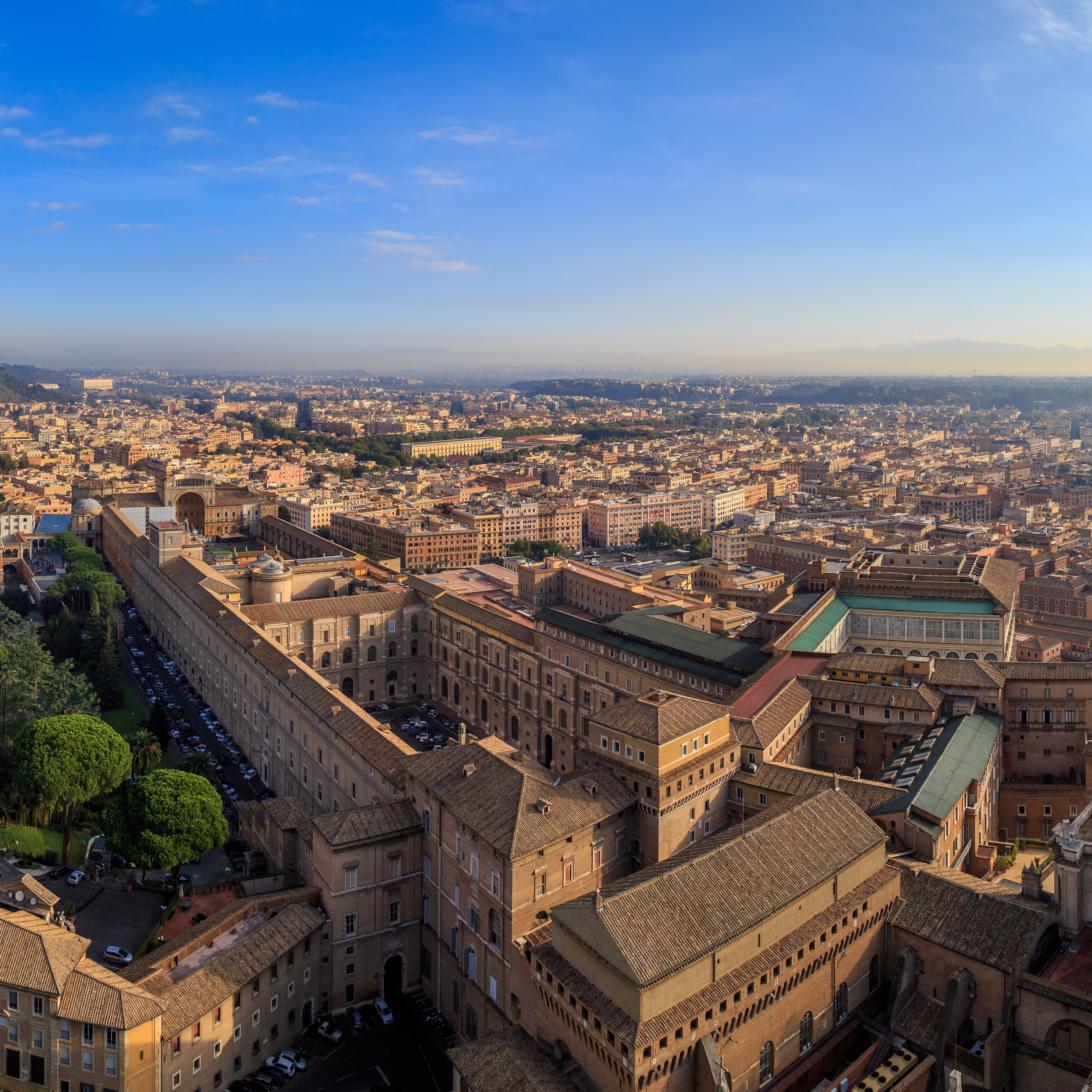 Aerial of the Sistine Chapel and the Vatican in Rome