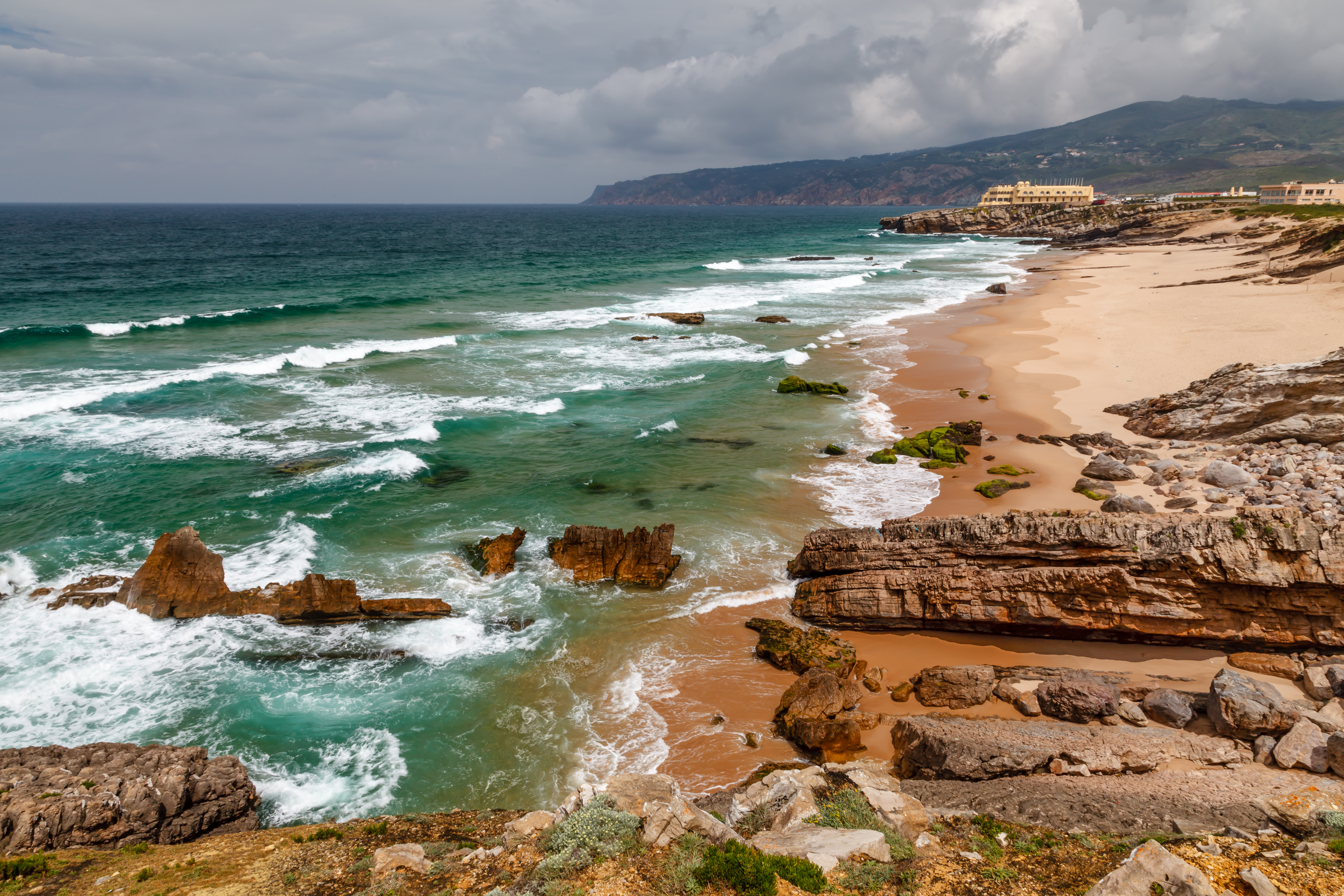  Guincho Beach on Atlantic Ocean in Stormy Weather near Lisbon, Portugal