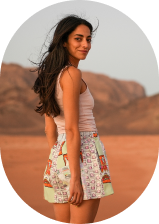 Tania in the desert of Wadi Rum Tania in the desert of Wadi Rum