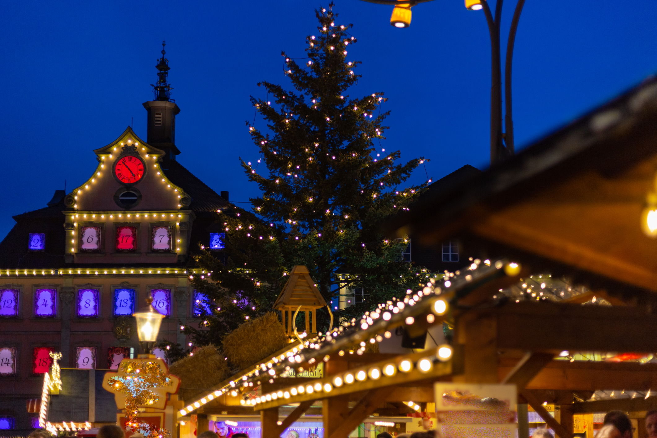Windows decorated like an Advent calendar in Germany